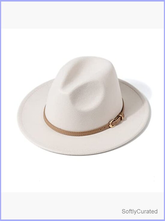 Classic Felt Wide Brim Fedora Hat with Belt Buckle - Panama Style main image 5